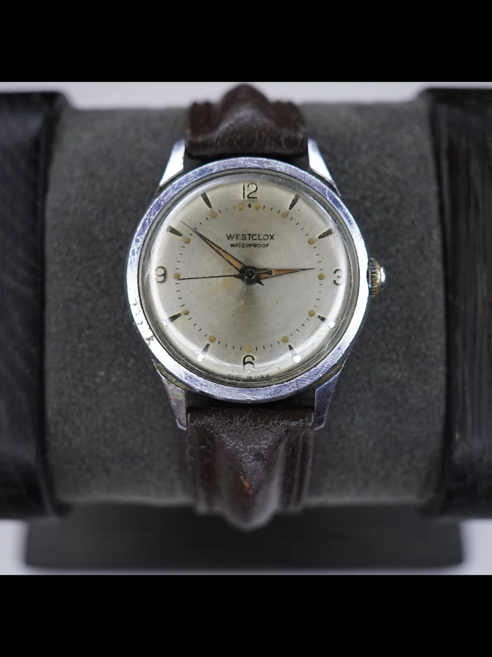 Vintage Westclox Model 689 Mechanical Mens Watch Silver Dial Waterproof USA Runs